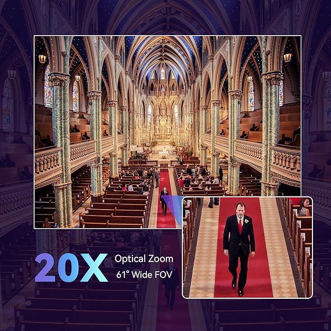 Tenveo HDMI/LAN/USB3.0 PoE PTZ Camera 20X Optical Zoom PTZ Camera IP Live Streaming, FHD 1080P 60FPS, for Church Services Worship Video Conference Live Streaming Online Meeting, 2025 Version