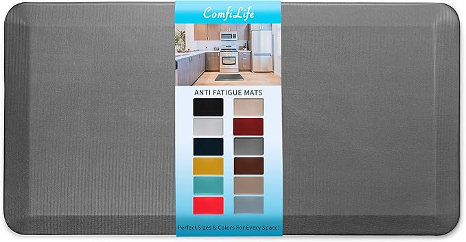 ComfiLife Anti Fatigue Floor Mat – 3/4 Inch Thick Kitchen Mats for Floor, Standing Desk Mat, Kitchen Rug – Comfort at Home, Office – Durable – Stain Resistant – Non-Slip Bottom (24" x 70", Charcoal)