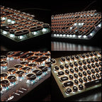 Camiysn Typewriter Style Mechanical Gaming Keyboard, Green Retro Punk Gaming Keyboard with White Backlit, 104 Keys Blue Switch Wired Cute Keyboards, Round Keycaps for Windows/Mac/PC