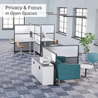 Workflow Modular Wall | Room Divider with Whiteboard, Sound-Dampening, & Frosted Acrylic Panels | Expandable Office Partition for Privacy & Productivity (53" x 70")