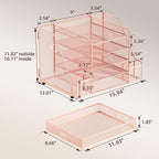 SUPEASY Mesh Desk Organizer with File Holder, 5-Tier Paper Letter Tray Organizer with Magazine Holder, Desktop Organizer and Storage with Drawer for Office Supplies Home or School, Rose Gold