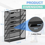 Kuntine.B Wall File Organizer Office Hanging Magazine Holder Wall File Organizer for Office Home (Black, 6 Tier & Hangers)
