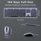 Wireless Keyboard and Mouse Combo, COVEVA 2.4GHz Wireless Keyboard Mouse with USB Receiver, Water-Dropping Keycaps, 104 Keys Full Size with Number Pad for PC Laptop Computer Desktop(Black Purple)