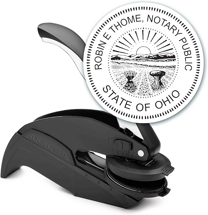 MaxMark Notary Seal Round Embosser for Ohio State - Includes Gold Burst Seal Labels (50 Count)