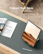 YSAGi Leather Desk Protector, Office Mat, Large Mouse Mat, Non-Slip PU Leather Blotter, Laptop Desk, Waterproof Writing Pad for Office and Home (Dark Green, 31.5" x 15.8")