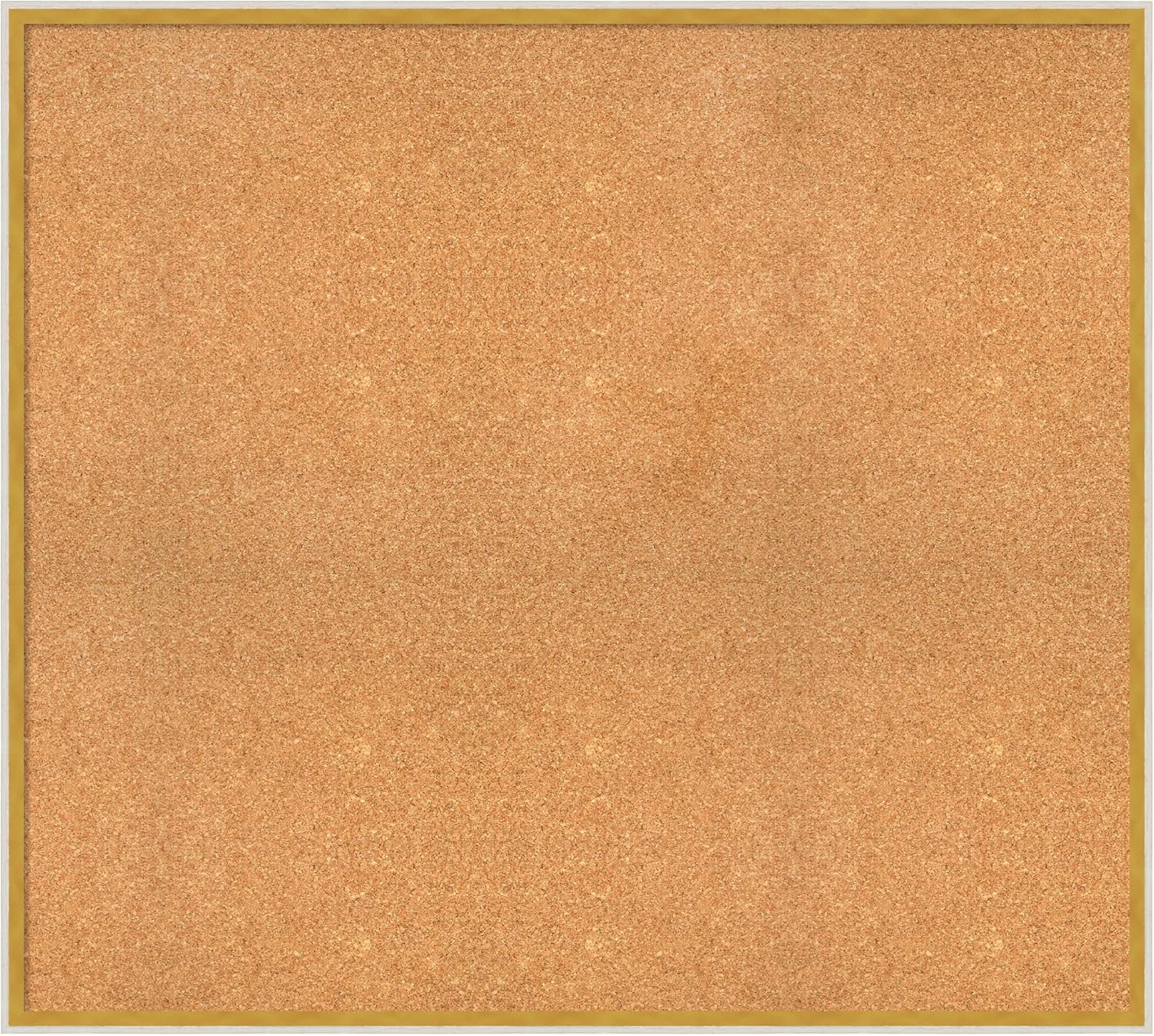 Amanti Art Natural Cork Board for Wall, 35x39 Vision Board with White Frame, Oversize Corkboard Office Decor for Home Organization, Modern Corkboard Pinboard to Display Items for Home Organization in