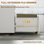 Metal Mobile File Cabinet with Lock and 4 Keys - Fully Assembled, Under Office Desk 3 Drawers Filing Cabinet for Home Office with Anti-tilt Wheels, A4/Legal/Letter Hanging File Drawers