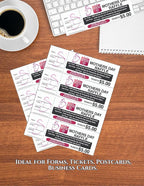 Limited Papers (TM) 8.5x11 Perforated Paper, 20/50 Pound, 75 GSM, Variety of Perforation Sizes and Colors, for Forms, Tickets, Postcards, Business Cards. (Grey, 4 up - horizontal every 2.75")