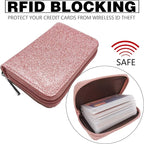 Easyoulife Genuine Leather Credit Card Holder Zipper Wallet With 26 Card Slots