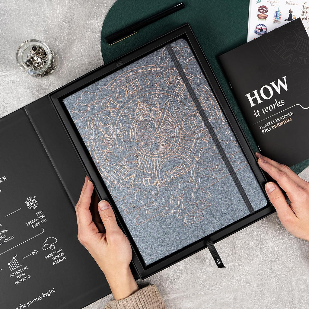 Legend Planner PRO Premium – Large Undated Weekly, Monthly & Budget Planner with Habit Tracker – Life Organizer for Time & Task Management, Goal Setting & Productivity – A4 size (Mystic Gray)