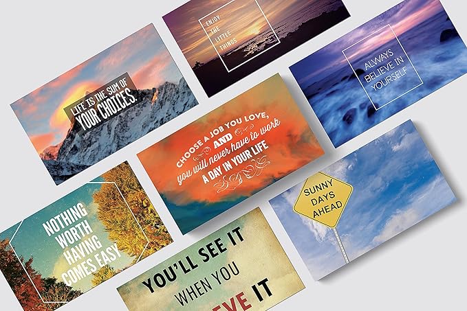 Better Office Products Motivation Inspiration Affirmation Cards, 120 Pack, 2 Each of 60 Unique Assorted Designs, Encouragement Card Deck, 2" x 3.5" (Business Card Size)