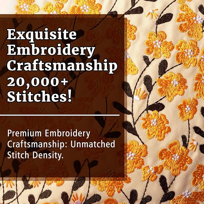 LParkin Embroidered Daisy Flower Book Sleeve with Zipper - Washable Fabric Book Cover Protector for Paperbacks & Hardcover, Gift for Book Lovers (Yellow, 11x8.5 Inch)