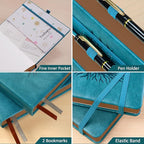 ZXHQ A5 360 Pages Lined Journal for Women, Tree of Life Design, with Pen, Fine Inner Pocket, Seagreen