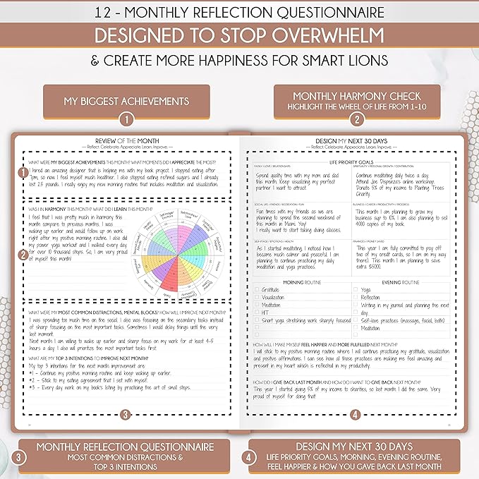 Hourly Planner - Undated Daily, Weekly & Monthly Planner with Budget Section | A 12 Month Journey to Increase Productivity & Happiness | Life Organizer & Gratitude Journal - Vertical Format