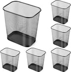 6 Pieces Mesh Square Trash Cans 4 Gallons Wire Wastebasket for Home Black Metal Office Garbage Cans Rectangular Open Top Trash Bin for Kitchen Bathroom Bedroom Dorm Room, 11.7 x 8.5 x 11.8 Inch