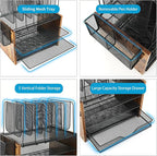 Wood Desk Organizers and Accessories, 4-Tier Workspace Desktop Paper Organizer with Drawer, 5 Vertical File Holders and Pen Holder for Office Supplies