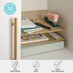 Martha Stewart Ryder 3 Tier Desk Letter Tray Organizer, Stackable Steel Mesh Inbox Tray for Files, Papers, or Letters, Gold