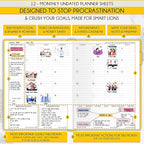 Life Planner - Undated Daily, Weekly & Monthly Planner with Budget Section | A 12 Month Journey to Increase Productivity & Happiness | Life Organizer & Gratitude Journal - Horizontal Format