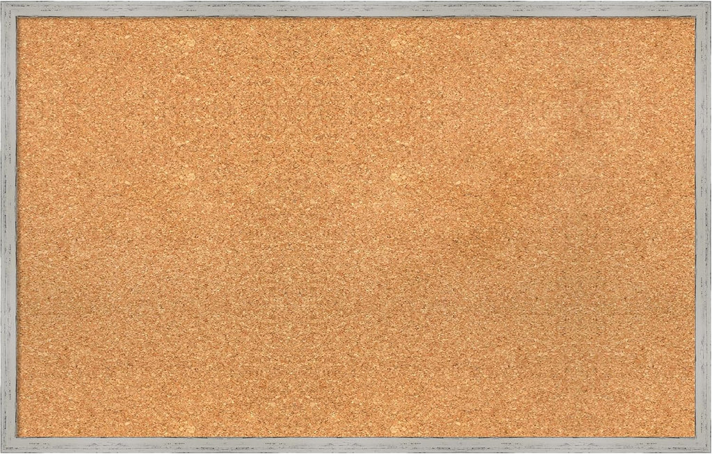 Amanti Art Natural Cork Board for Wall, 21x33 Vision Board with White Frame, Large Corkboard Office Decor for Home Organization, Cottage Corkboard Pinboard to Display Items for Home Organization in