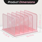 Kuntine.B Desk File Organizer Upright Mesh Desktop Organizer File Sorter Office Organization File Holder for Home, Office & Classroom (Pink, 1 Pack 5-Section)
