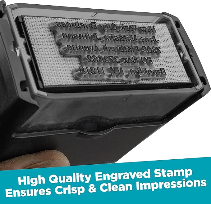 MaxMark Customized Self Inking Stamp - Up to 4 Lines of Text - Medium Size - Choose from 15 Ink Colors