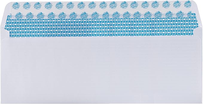 Aimoh #10 Security Tinted Self-Seal Envelopes - No Window - EnveGuard, Size 4-1/8 X 9-1/2 Inches - White - 24 LB - 1 Case - 12 Packs - 1,200 Envelopes (34100-CS)