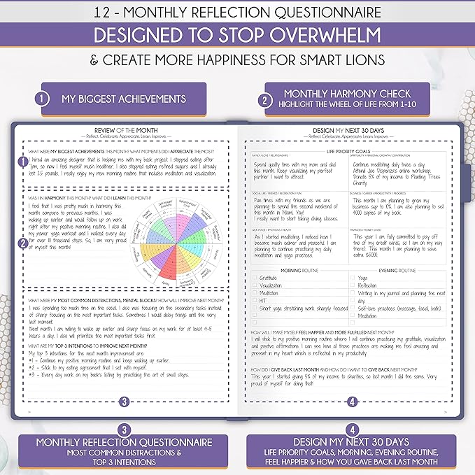 Hourly Planner - Undated Daily, Weekly & Monthly Planner with Budget Section | A 12 Month Journey to Increase Productivity & Happiness | Life Organizer & Gratitude Journal - Vertical Format