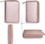 Easyoulife Genuine Leather Credit Card Holder Zipper Wallet With 26 Card Slots