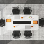 Tribesigns 6FT Conference Table, 70.86L x 35.43W x 29.52H Inches Boat Shaped Meeting Table, Modern Seminar Table for Office Meeting Conference Room (6ft, White & Black)