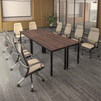 Bonzy Home Conference Tables 9ft Office Computer Desk for Meeting Room Study Writing Printer Podcast Table Save Space Design for 10 People Rustic Vintage Walnut 4PCS 110.2"x47.2"x29.5"