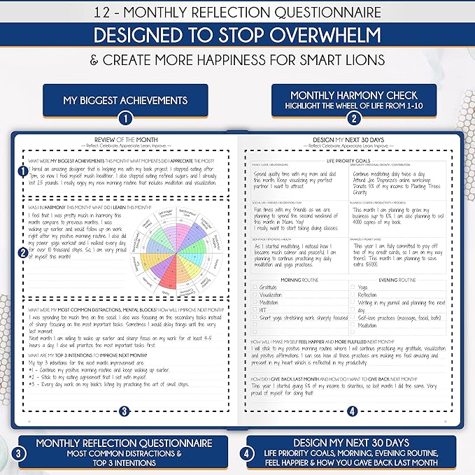 Hourly Planner - Undated Daily, Weekly & Monthly Planner with Budget Section | A 12 Month Journey to Increase Productivity & Happiness | Life Organizer & Gratitude Journal - Vertical Format