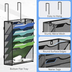 Kuntine.B Wall File Organizer Office Hanging Magazine Holder Wall File Organizer for Office Home (Black, 6 Tier & Hangers)