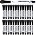 Glassboard Studio Black Fine Tip Dry Erase Markers Bulk 36-Pack with Magnetic Eraser Cap and Low Odor Ink for White Boards at School, Work, or Home