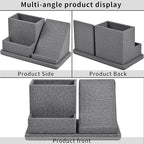 Multi-Function Pen/Pencil Holder-Linen Leathe Excellent Cell Phone Touch Screen Solution Holde-Business Card Holder/Sticky Note Tray,Desk Organizer for Office Supplies,Desktop Caddy,Grey