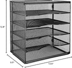 Amazon Basics 5 Slot Desk Rectangular Organizer Tray, Black, 13.6 x 9.5 x 12.8 inch