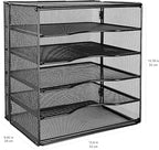 Amazon Basics 5 Slot Desk Rectangular Organizer Tray, Black, 13.6 x 9.5 x 12.8 inch