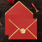 60 Pack Gold Envelopes 5x7 Bluk Red, 250G Pearled Cardstock A7 Envelopes for Invitations Business Mailing Envelope with Gold Foil Border, A6 4x6 Envelopes for Wedding Baby Shower Cards