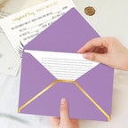 60 Pack Gold Envelopes 5x7 Bulk Purple, 250G Pearled Cardstock A7 Envelopes for Invitations Business Mailing Envelope with Gold Foil Border, A6 4x6 Envelopes for Wedding Baby Shower Cards