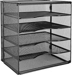 Amazon Basics 5 Slot Desk Rectangular Organizer Tray, Black, 13.6 x 9.5 x 12.8 inch