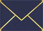 60 Pack Gold Envelopes 5x7 Dark Blue, 250G Pearled Cardstock A7 Envelopes for Invitations Business Mailing Envelope with Gold Foil Border, A6 4x6 Envelopes for Wedding Baby Shower Cards