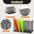 Kuntine.B Desk File Organizer 5 Sections Upright Mesh Desktop Organizer File Sorter Office Organization File Holder for Home, Office & Classroom